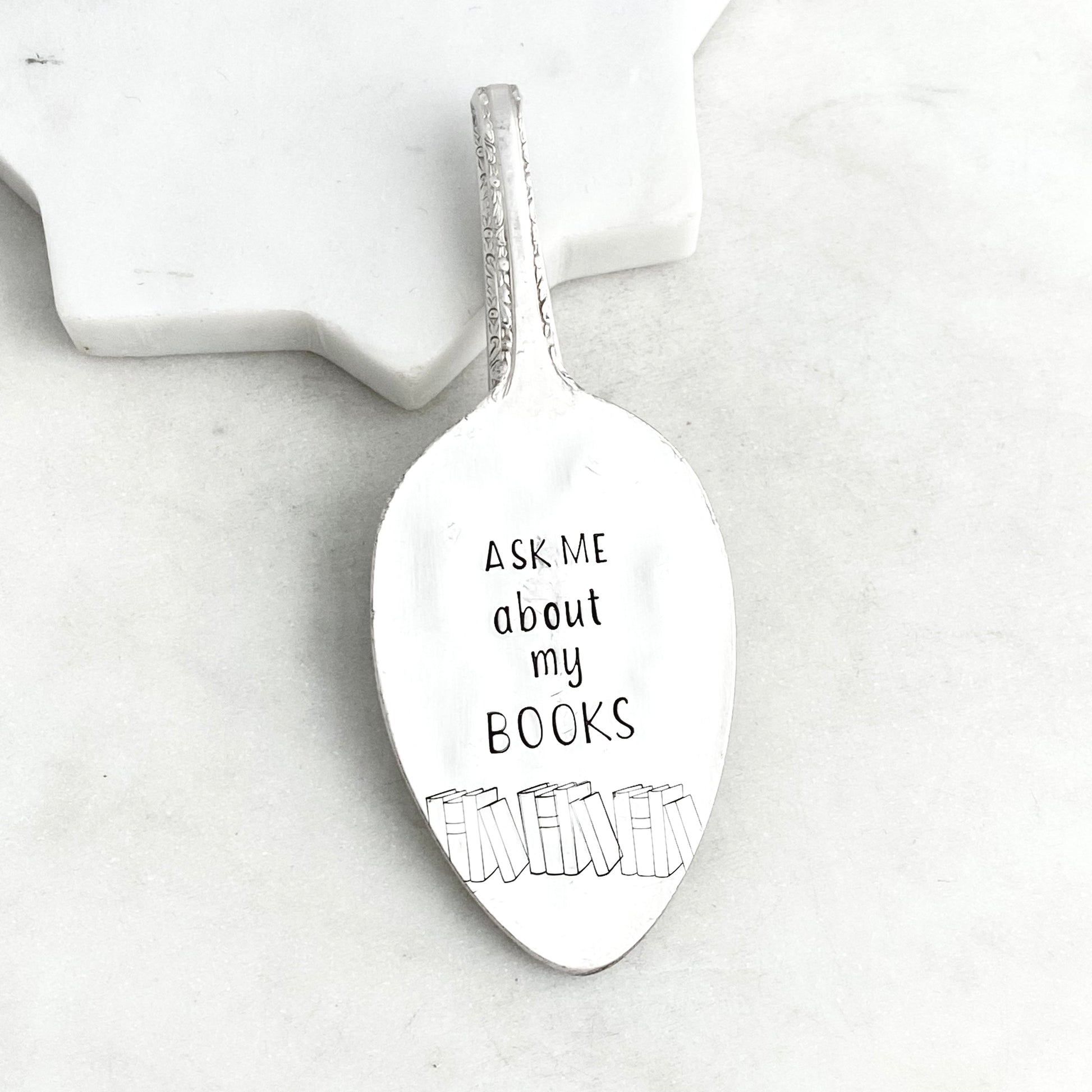 Ask Me About My Books, Vintage Spoon Bookmark Bookmarks callistafaye   