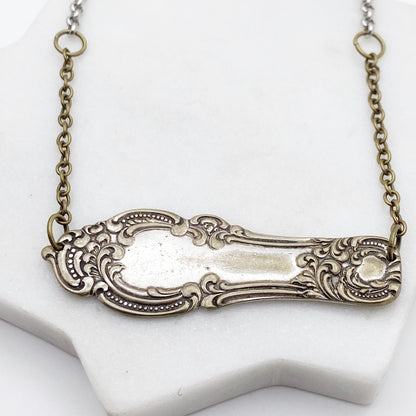 Loraine 1900, Spoon Handle Bar Statement Necklace, Reclaimed Silverware Necklace, Vintage Silver Necklace Necklaces callistafaye   