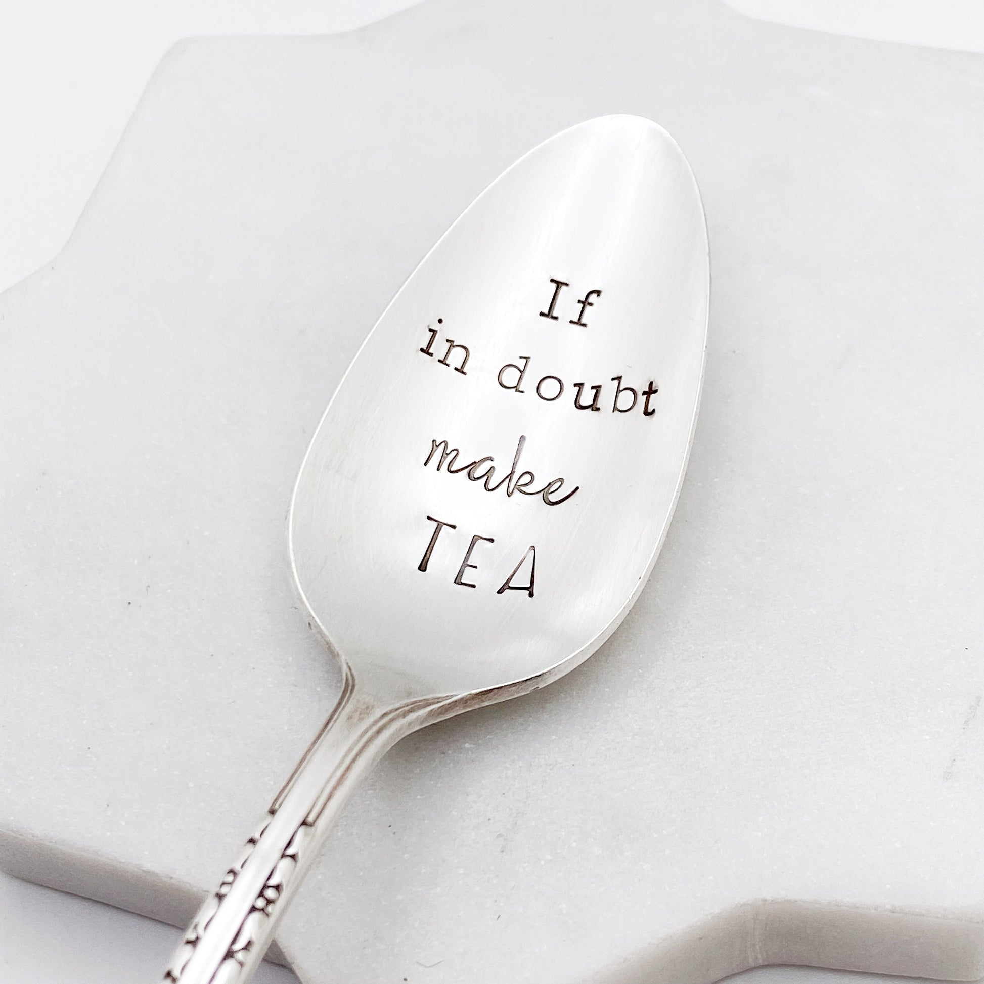 If In Doubt Make Tea, Hand Stamped Vintage Spoon Spoons callistafaye   