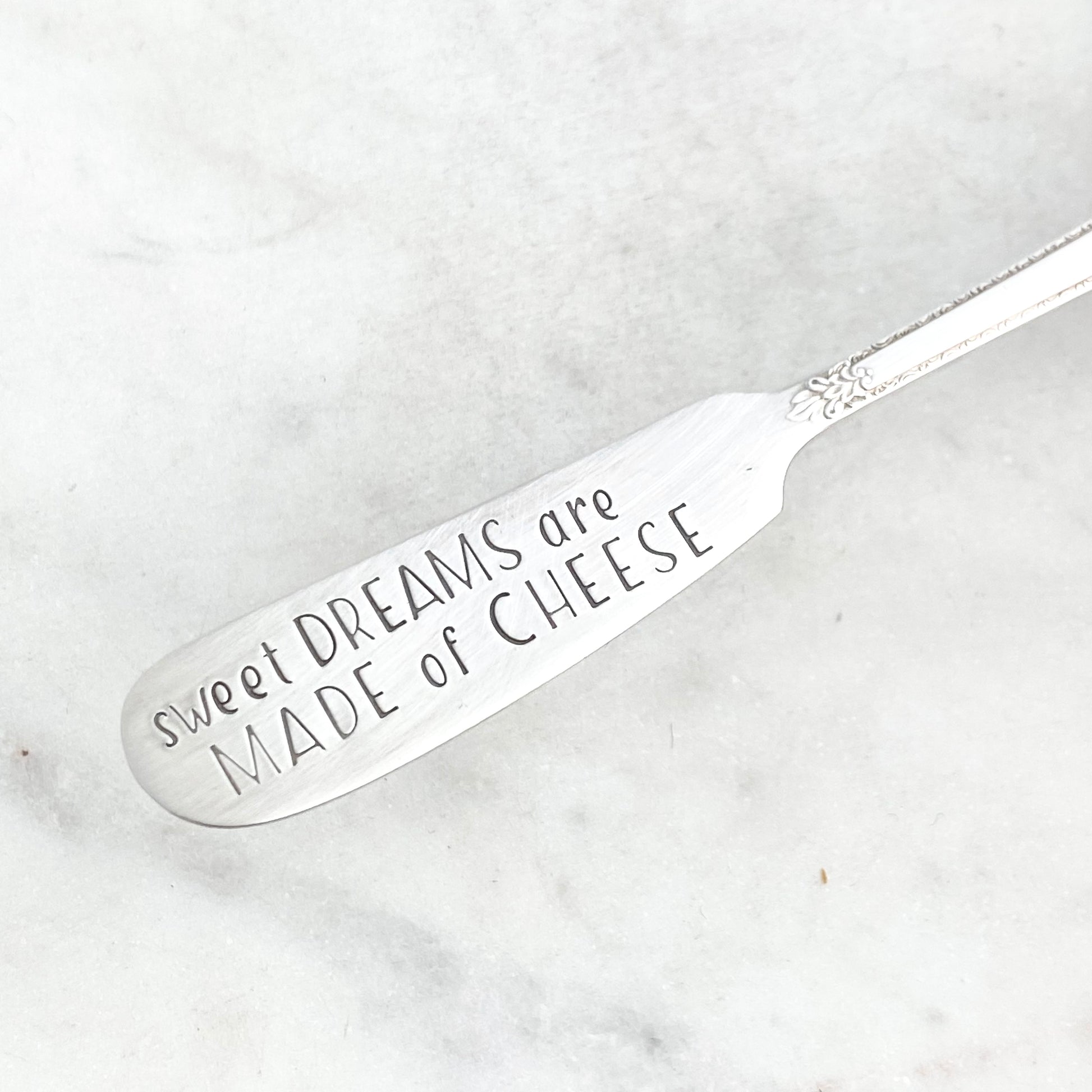 Sweet Dreams are Made of Cheese, Hand Stamped Vintage Spreader Spreaders callistafaye   