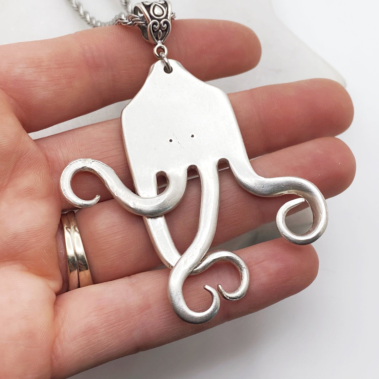 Forktopus Necklace, Octopus Fork Pendant, Vintage Silverware Jewelry Necklaces callistafaye e  