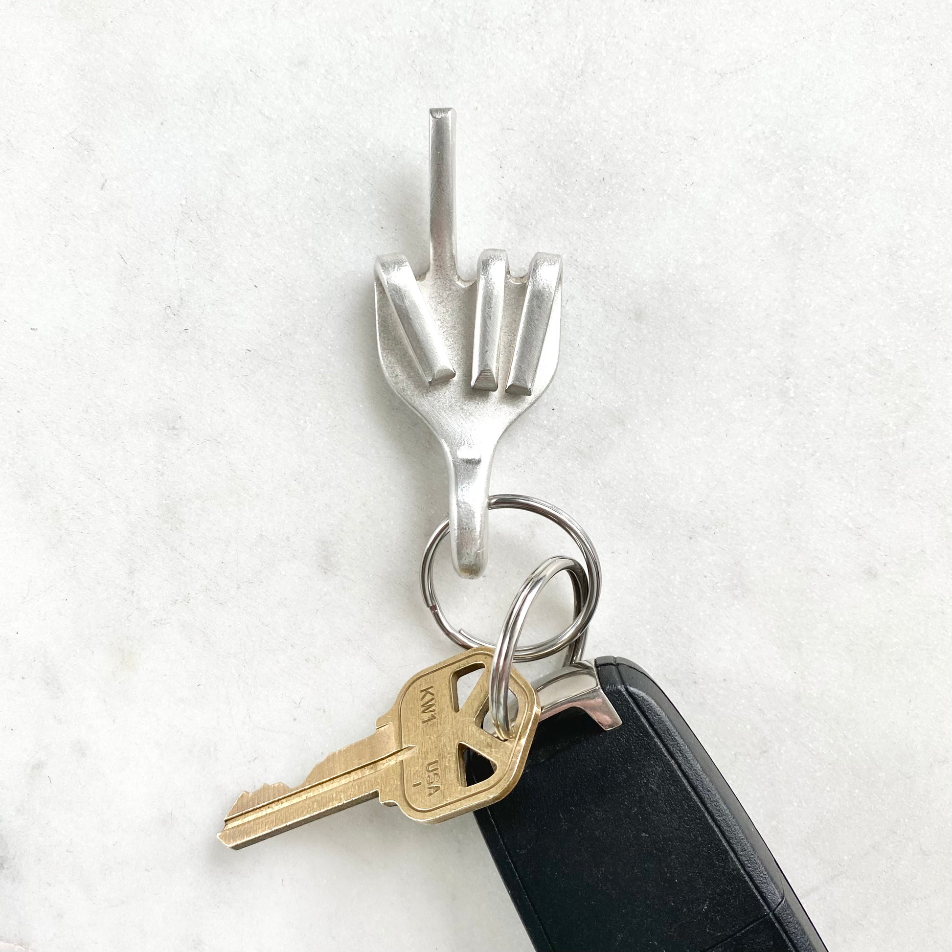 Middle Finger, Fork Mood Keychain, Hand Gesture Keychain, Vintage Silverware Keychain Keychains callistafaye   