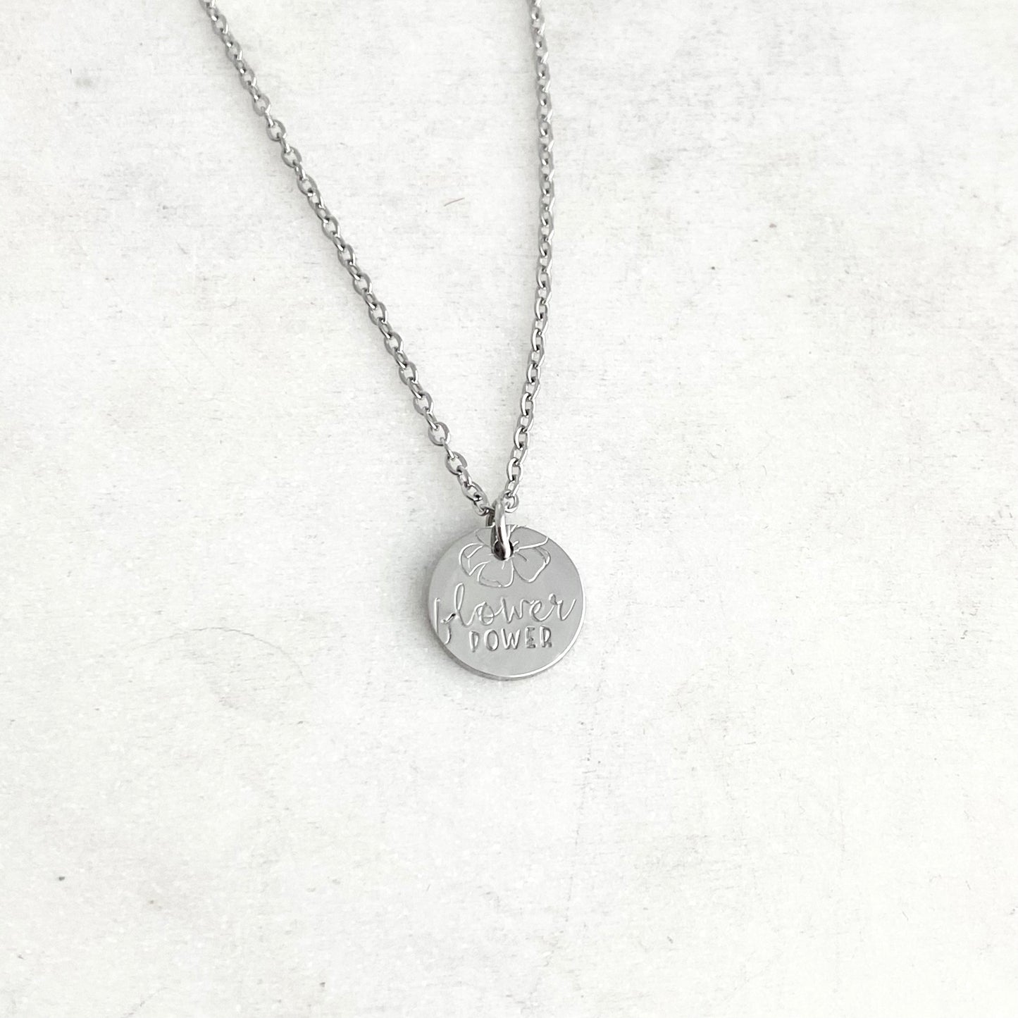 Flower Power, Hand Stamped Coin Necklace Necklaces sst callistafaye