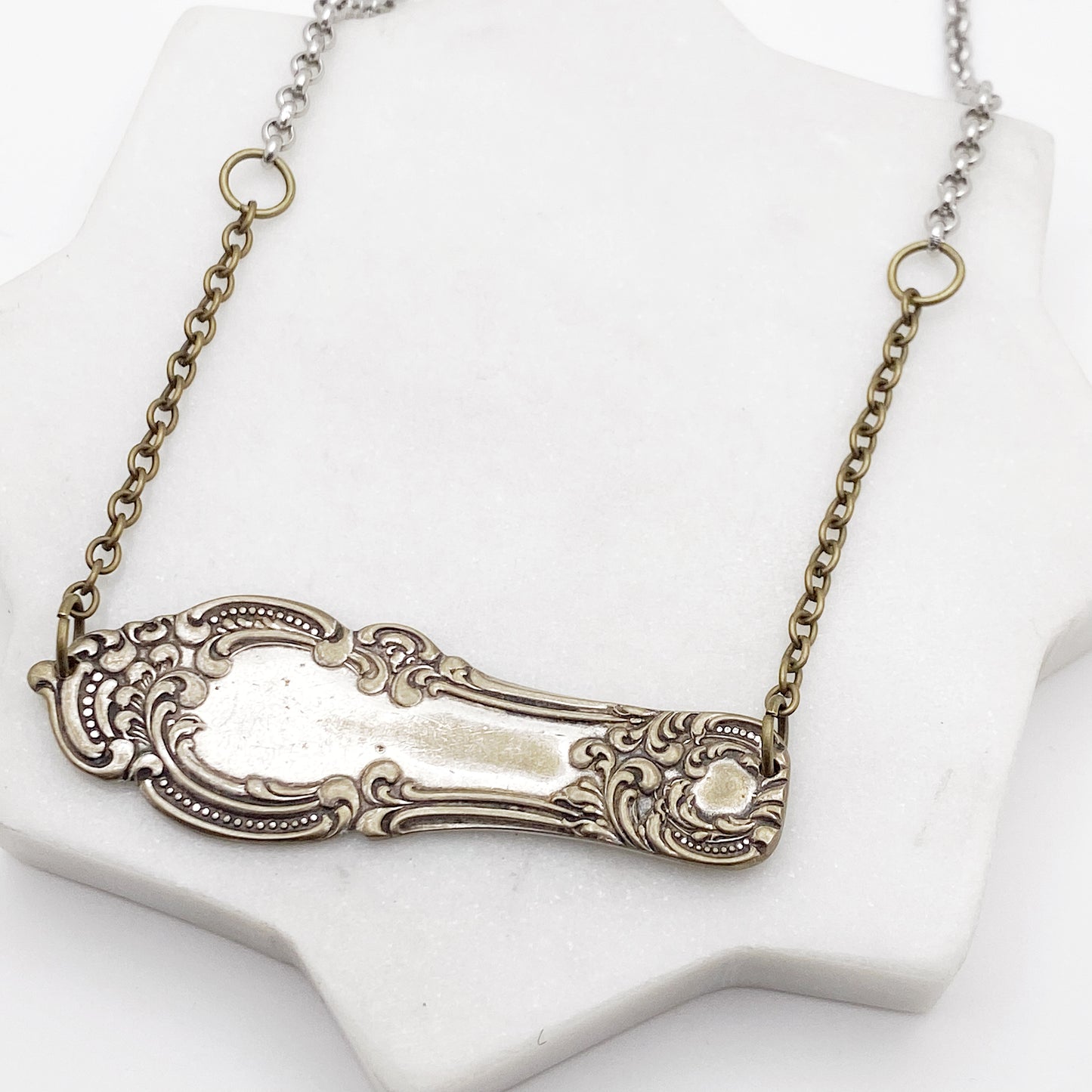 Loraine 1900, Spoon Handle Bar Statement Necklace, Reclaimed Silverware Necklace, Vintage Silver Necklace Necklaces callistafaye   