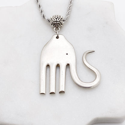 Elefork Necklace, Elephant Fork Pendant, Vintage Silverware Jewelry Necklaces callistafaye b  