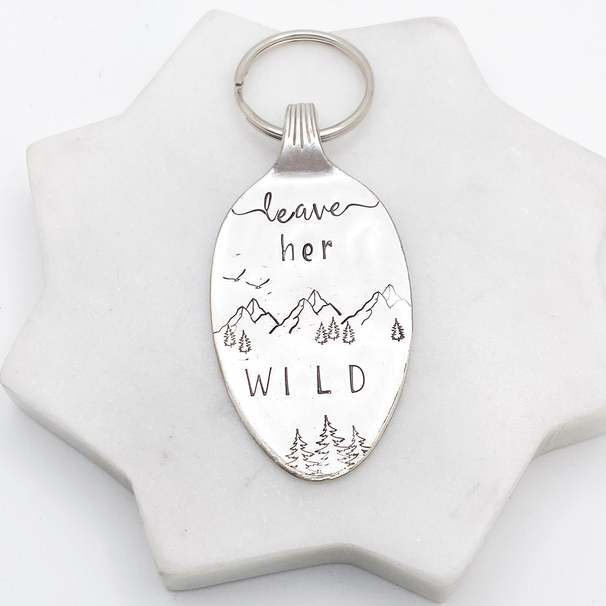 Leave Her Wild, Hand Stamped Vintage Spoon Keychain Keychains callistafaye   