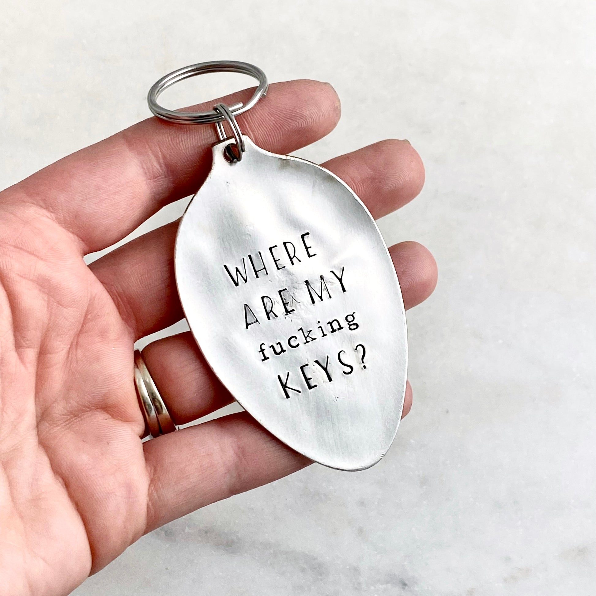 Where Are My Fucking Keys, Hand Stamped Vintage Spoon Keychain Keychains callistafaye   