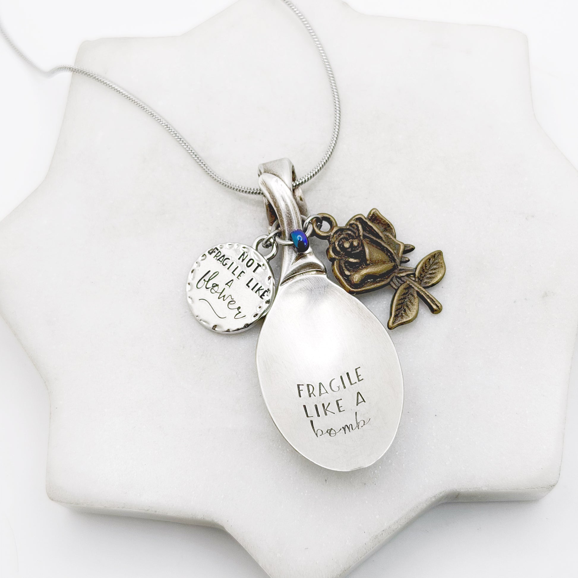 Fragile Like a Bomb, Spoon Bowl Necklace, Vintage Spoon Jewelry Necklaces callistafaye