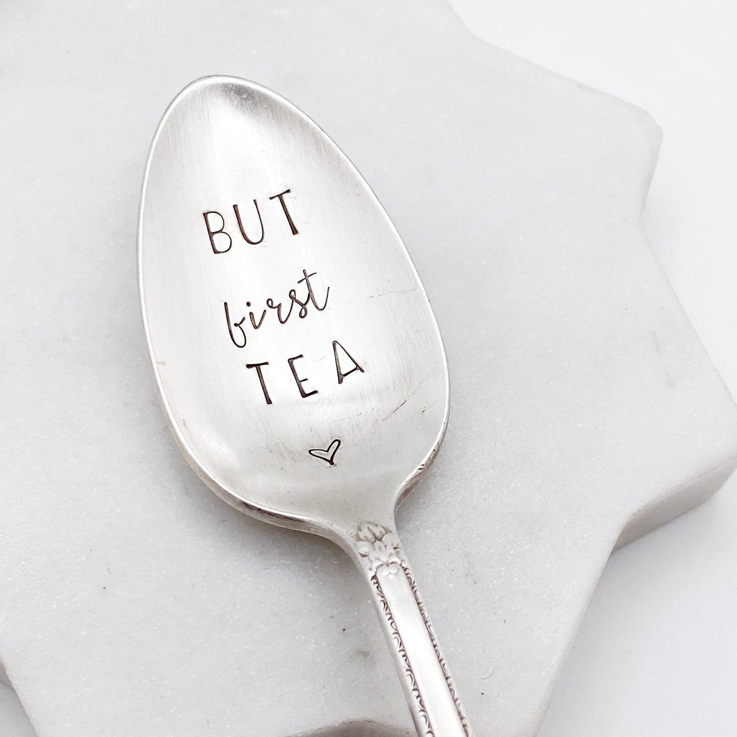 But First Tea, Hand Stamped Vintage Spoon Spoons callistafaye   