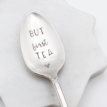 But First Tea, Hand Stamped Vintage Spoon Spoons callistafaye   