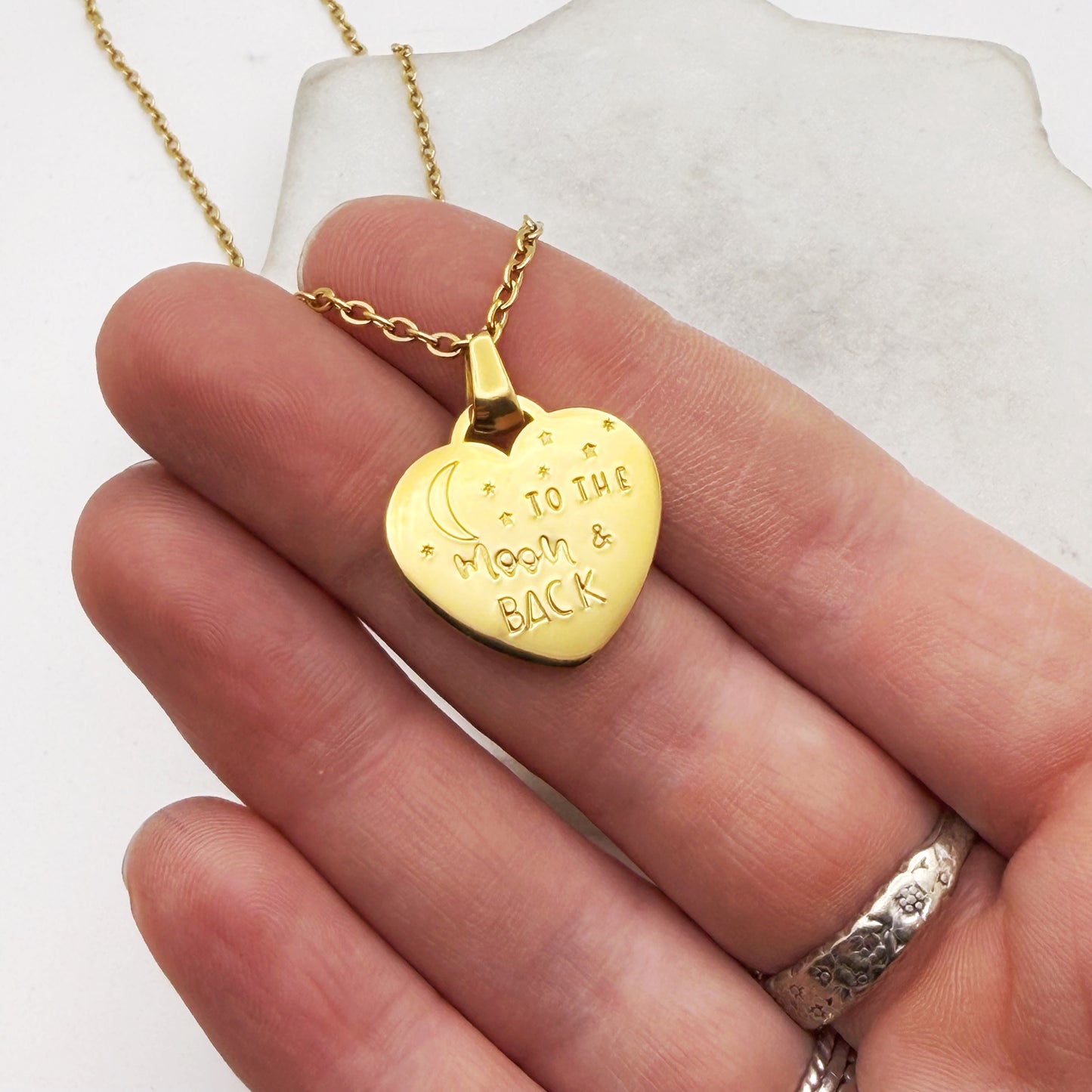 To the Moon & Back, Hand Stamped Heart Necklace Necklaces sst callistafaye