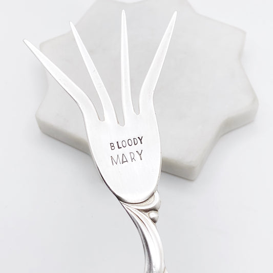 Bloody Mary, Caesar Cocktail Fork, Bloody Mary Garnish Fork, Hand Stamped Vintage Fork Forks callistafaye   