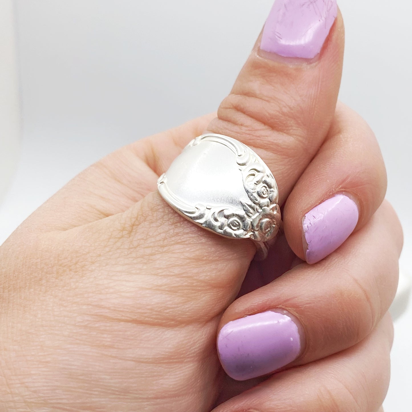 Silvery Mist 1955, Custom Size Spoon Ring, Vintage Silverware Ring Rings callistafaye   