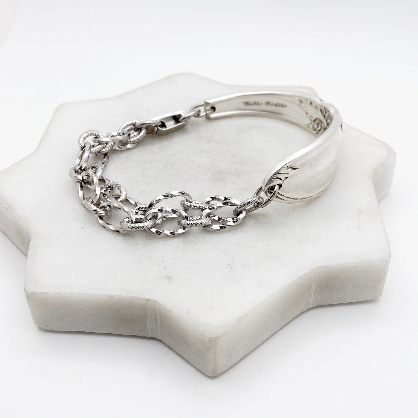 White Orchid 1953, Half Chain Bracelet, Vintage Spoon Handle, Antique Spoon Bracelet Bracelets callistafaye