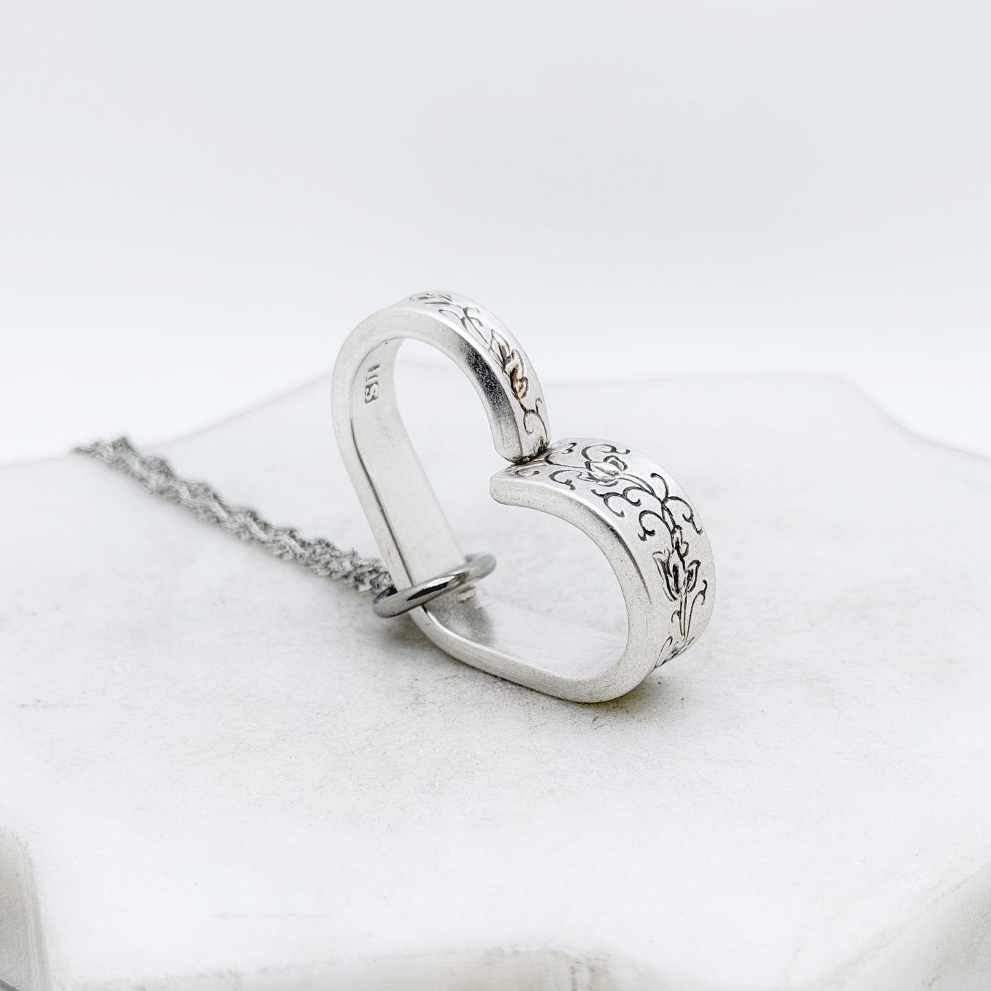 Silver Lace 1968, RARE Small Floating Heart, Vintage Spoon Jewelry Hearts callistafaye