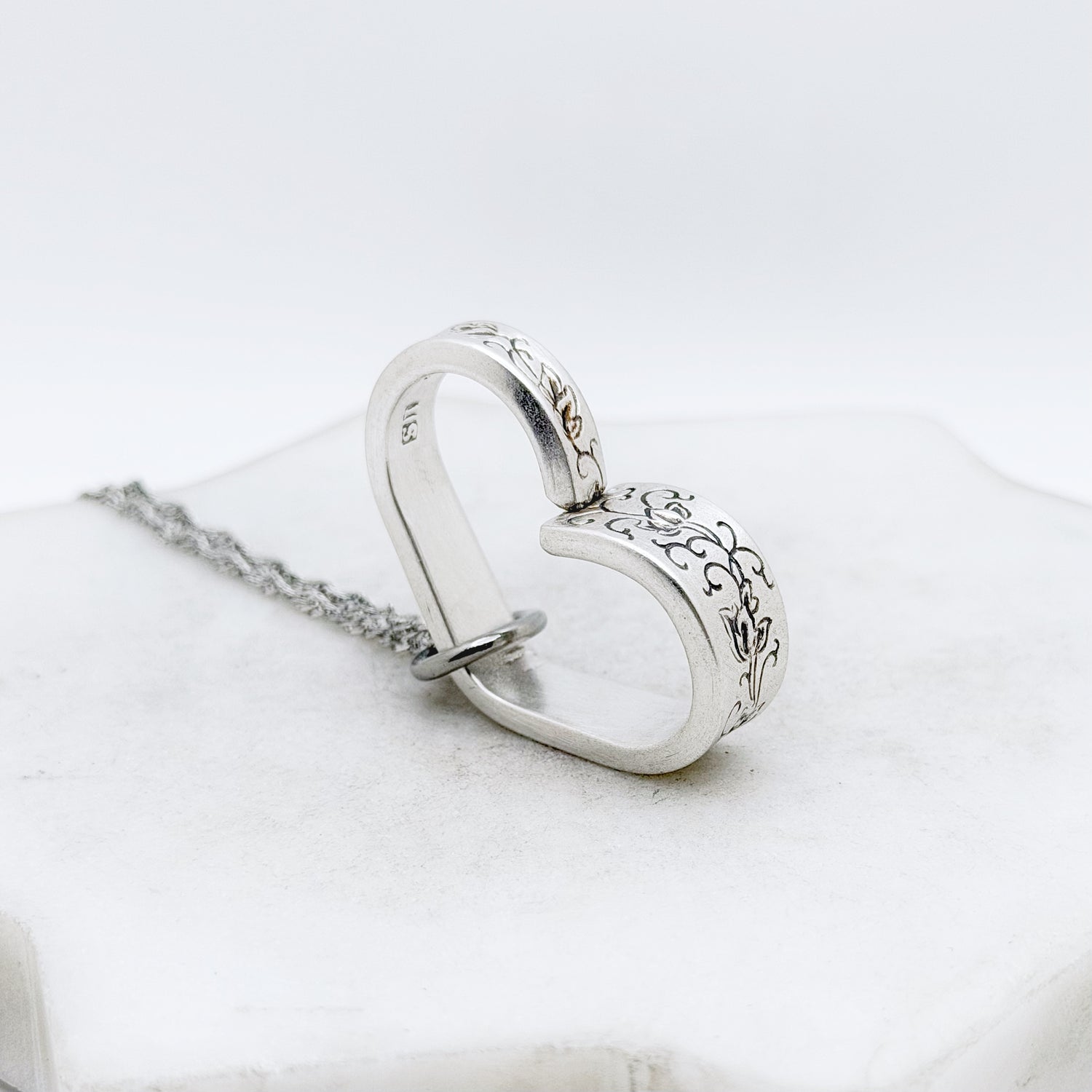 Silver Lace 1968, RARE Small Floating Heart, Vintage Spoon Jewelry Hearts callistafaye