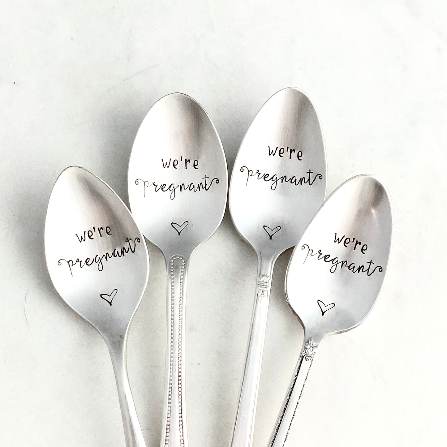 We’re Pregnant, Hand Stamped Vintage Spoon Spoons callistafaye   