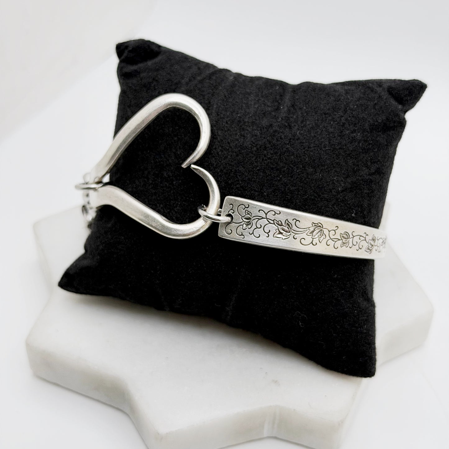 Silver Lace 1968, RARE Curly Fork Heart Bracelet, Vintage Spoon Handle, Vintage Fork Bracelet Bracelets callistafaye