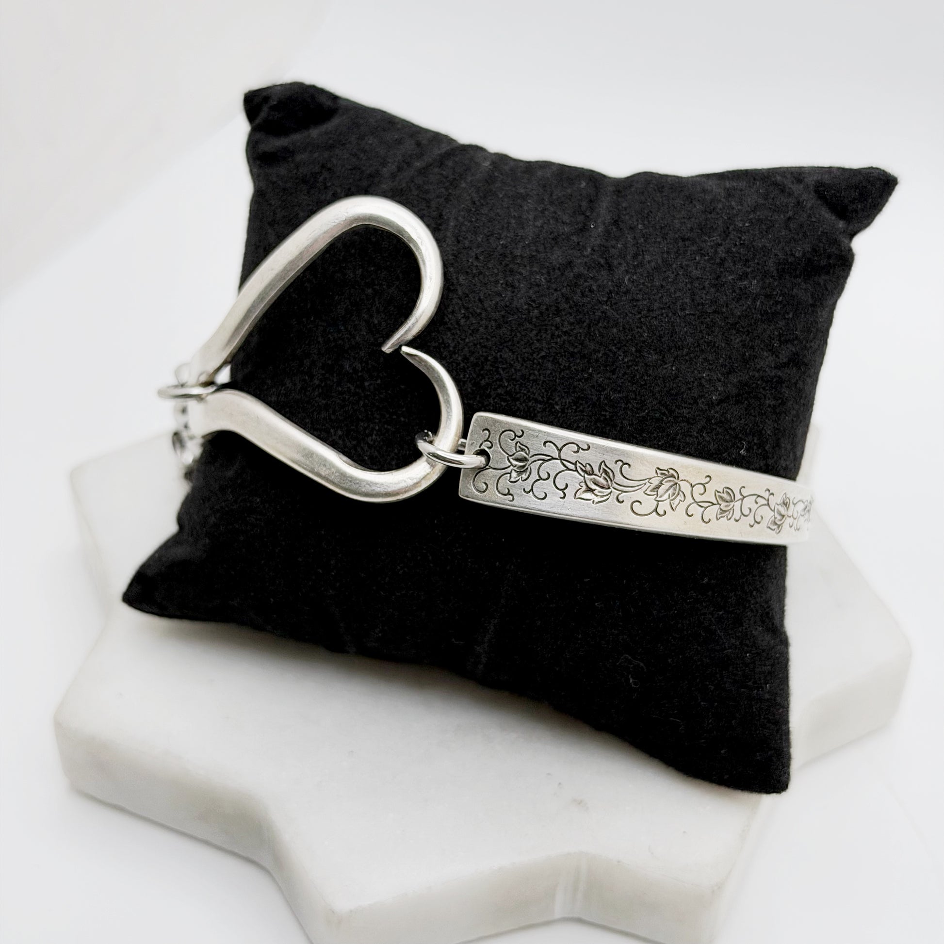 Silver Lace 1968, RARE Curly Fork Heart Bracelet, Vintage Spoon Handle, Vintage Fork Bracelet Bracelets callistafaye