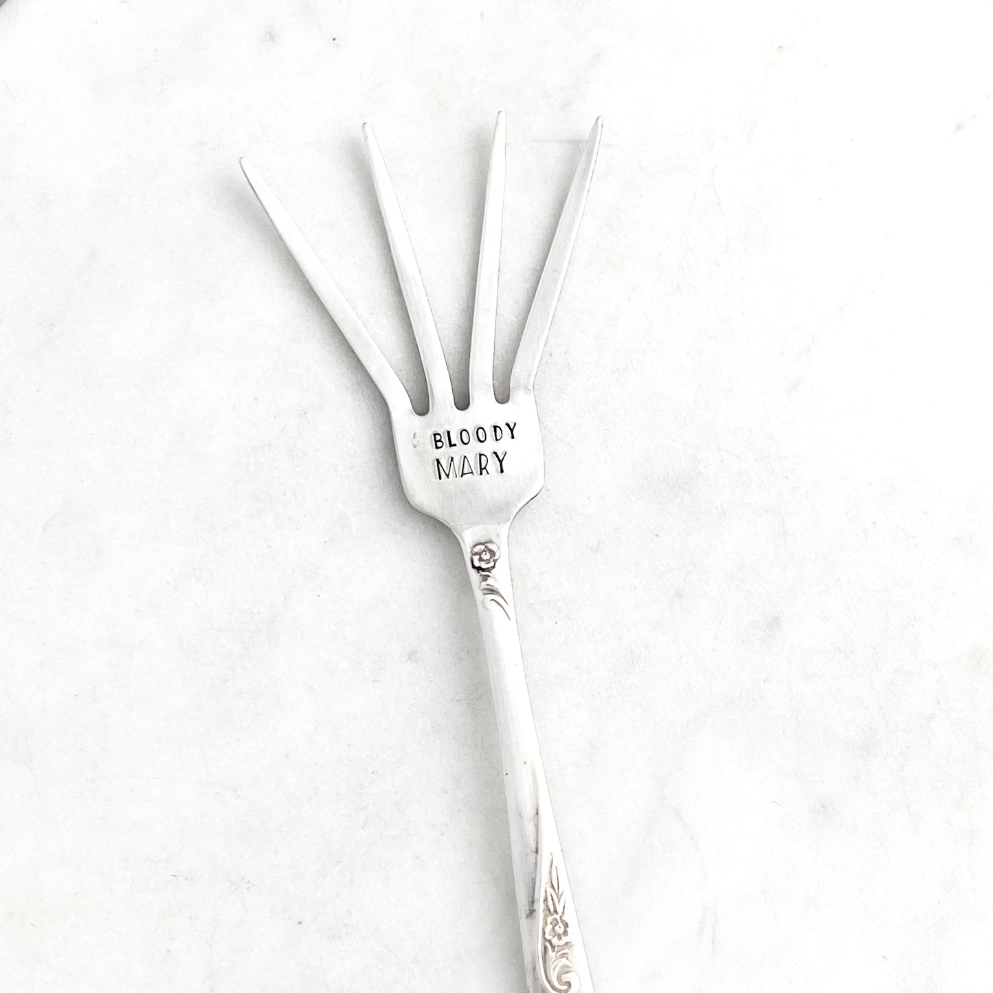 Bloody Mary, Caesar Cocktail Fork, Bloody Mary Garnish Fork, Hand Stamped Vintage Fork Forks callistafaye   