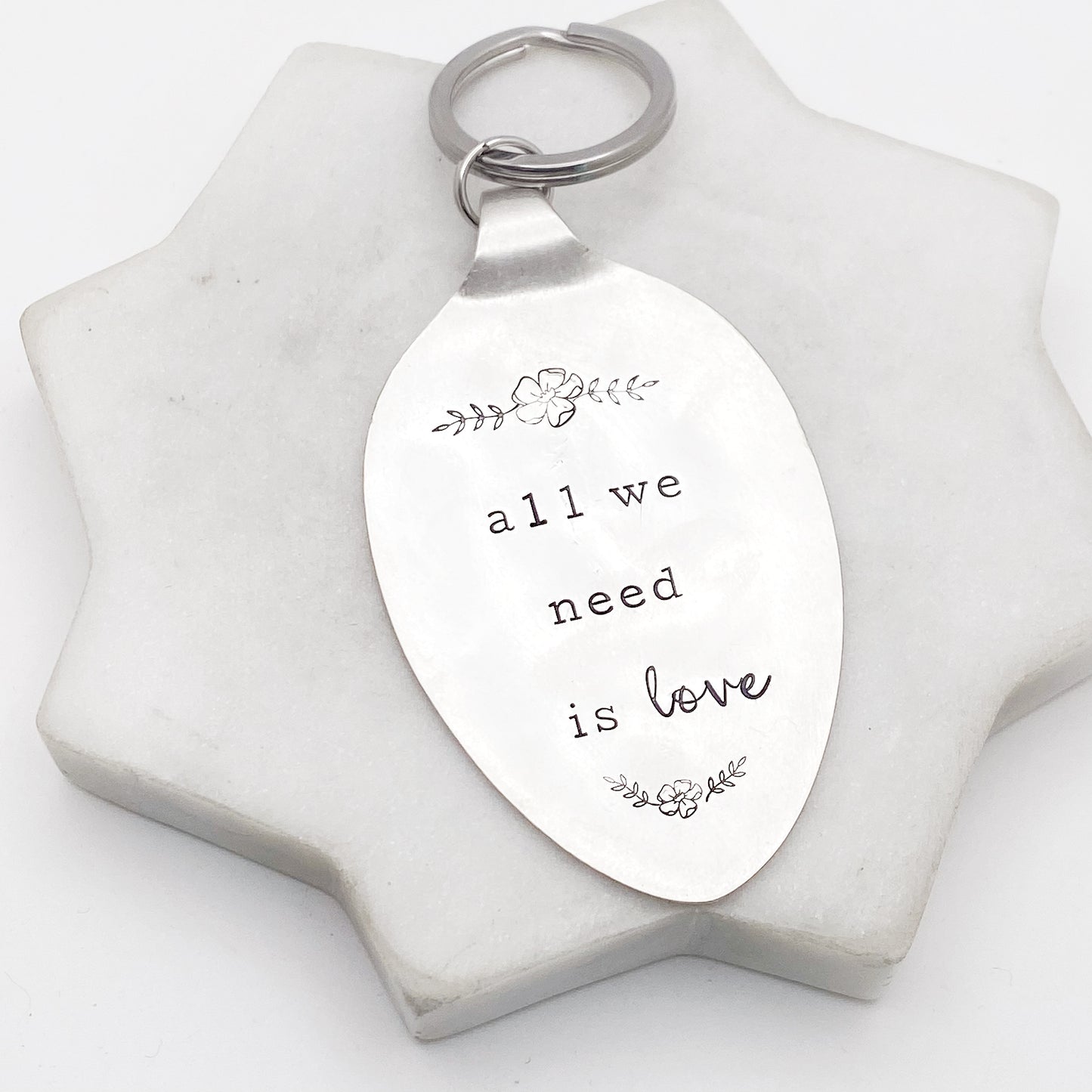 All We Need is Love, Hand Stamped Vintage Spoon Keychain Keychains callistafaye