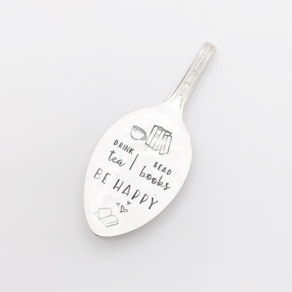 Drink Tea, Read Books, Be Happy, Vintage Spoon Bookmark Bookmarks callistafaye