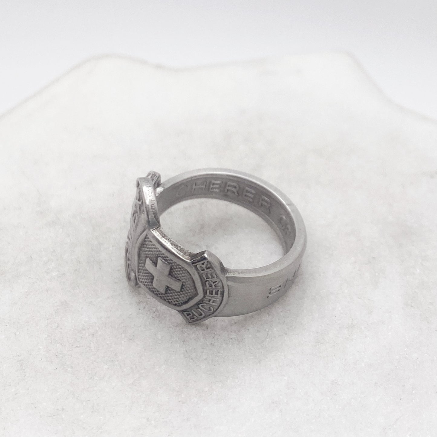 Rolex Spoon Ring, Custom Size, Swiss Cross, Lucerne, RARE Vintage Souvenir Spoon Ring, Stainless Steel Spoon Ring, Reclaimed Collector's Spoon Ring Rings callistafaye