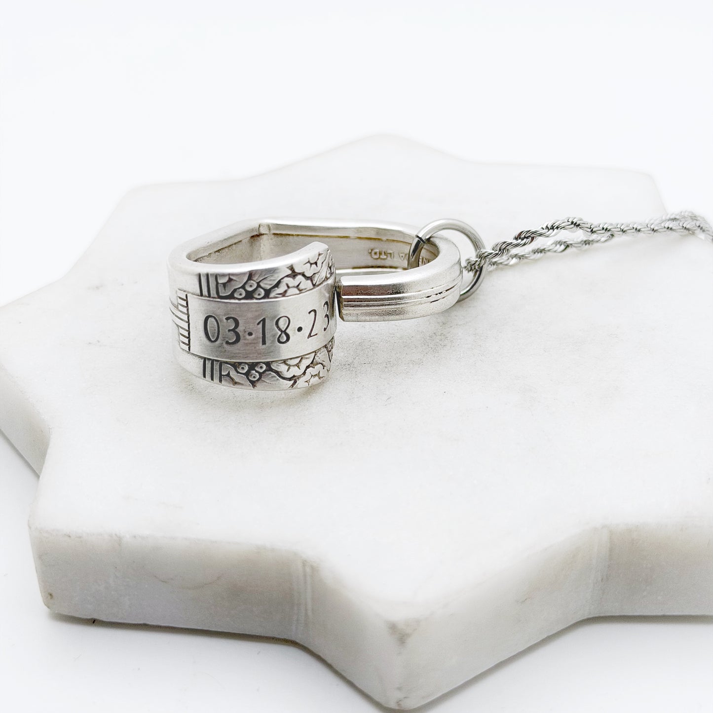 Custom Date, Anniversary Gift, Park Lane 1936, Floating Heart Keychain, Personalized Vintage Spoon Monogram Necklace Hearts callistafaye