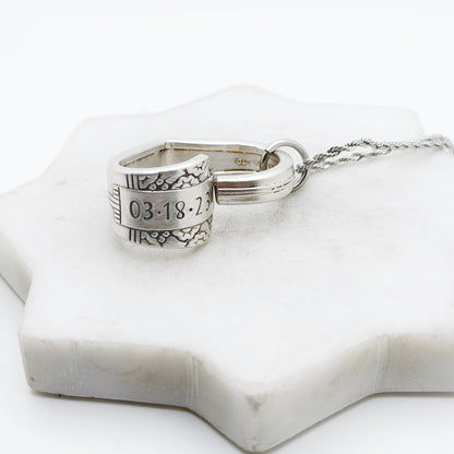 Custom Date, Anniversary Gift, Park Lane 1936, Floating Heart Keychain, Personalized Vintage Spoon Monogram Necklace Hearts callistafaye