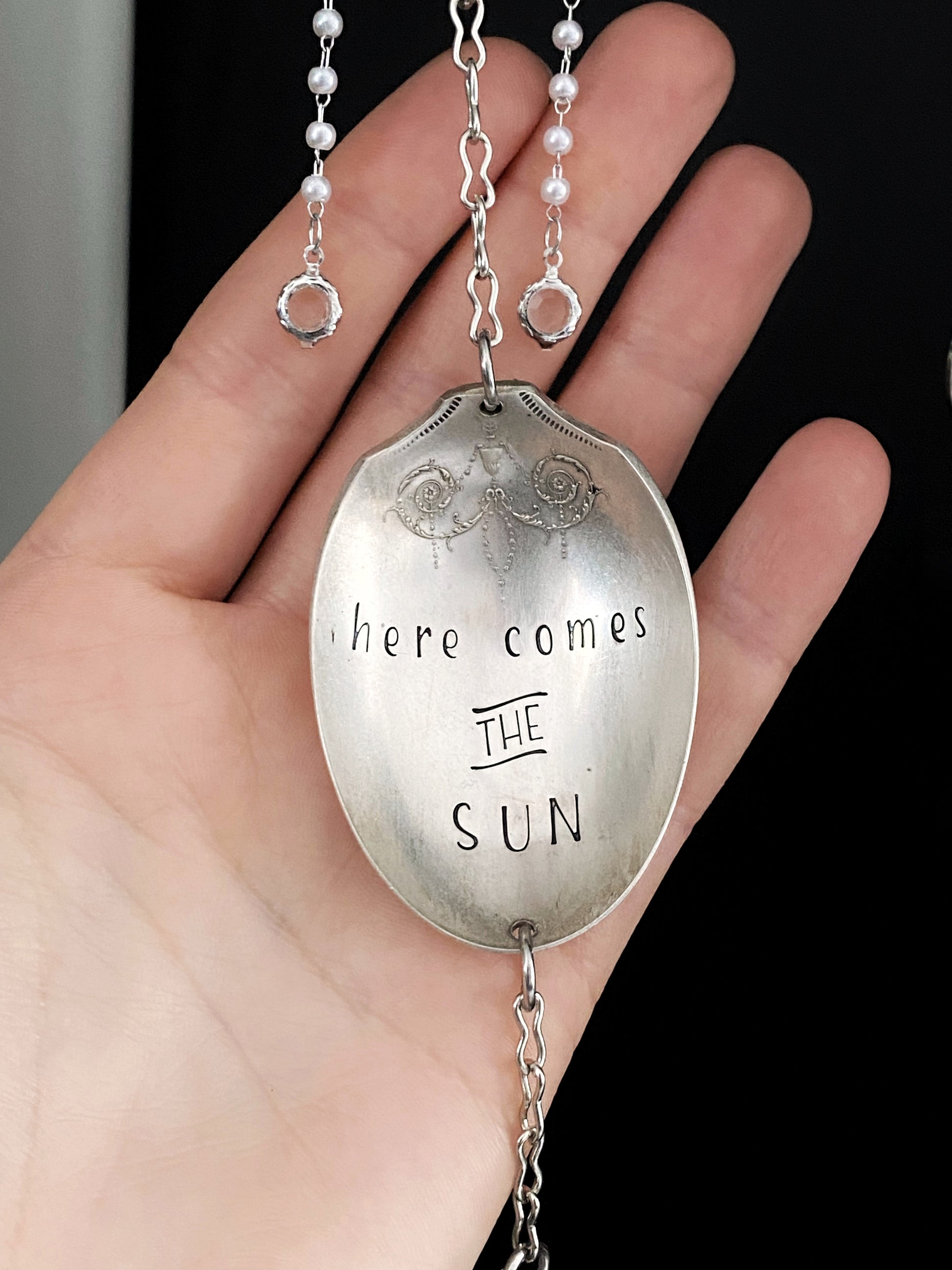 Here Comes the Sun - Sun Catcher, Medium Sun Catcher Crystal, Vintage Silverware Window Ornament Suncatcher callistafaye