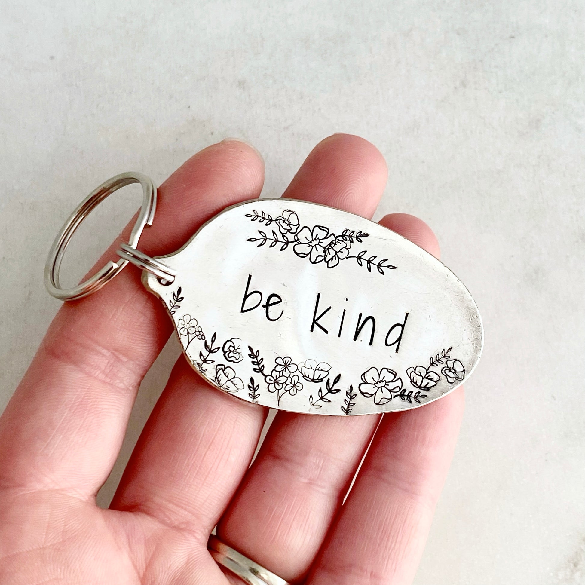 Be Kind, Hand Stamped Vintage Spoon Keychain Keychains callistafaye   