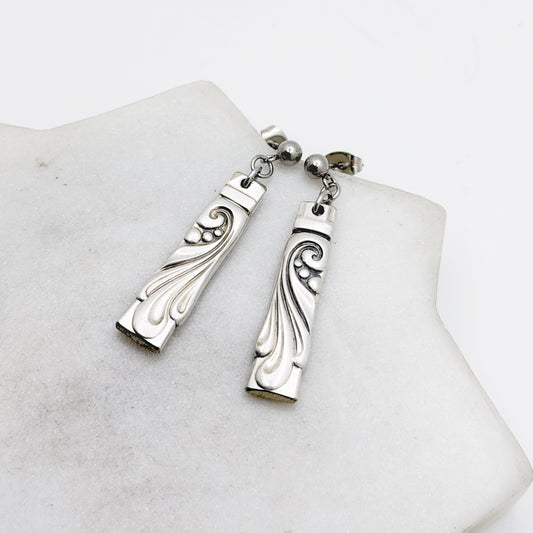 Wind Song 1955, Spoon Handle Earrings, Reclaimed Silverware Earrings, Vintage Spoon Jewelry Earrings callistafaye