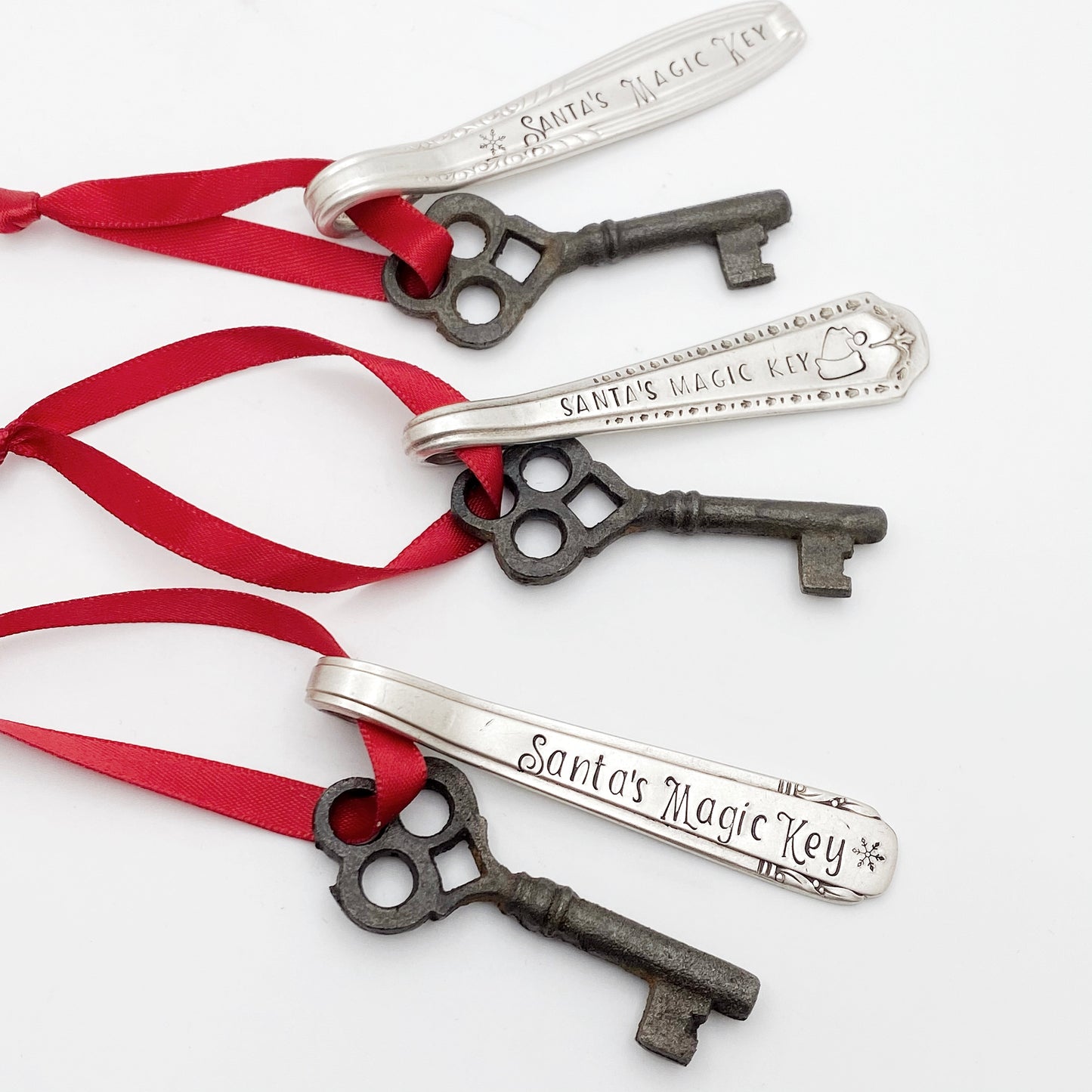 Santa's Magic Key, Hand Stamped Vintage Spoon Ornament Ornaments callistafaye   