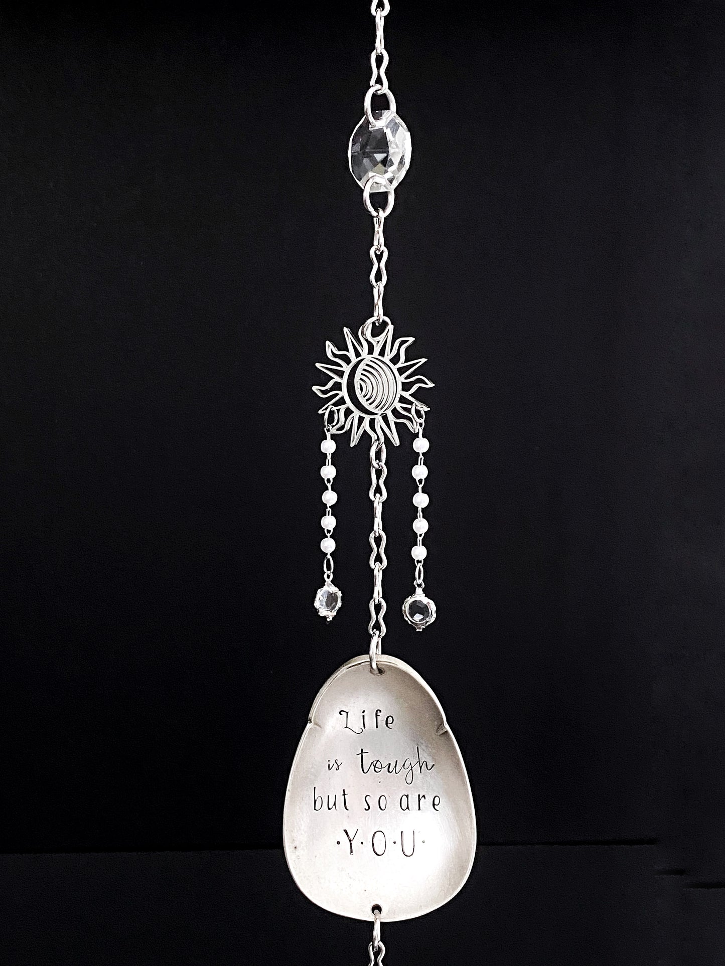 Life is Tough but So Are You Sun Catcher, Medium Sun Catcher Crystal, Vintage Silverware Window Ornament Suncatcher callistafaye