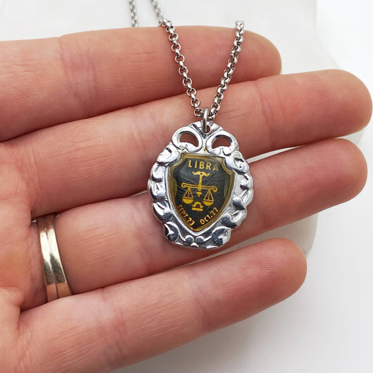 Libra Zodiac Pendant, Reclaimed Collector's Spoon Necklace, Vintage Souvenir Spoon Jewelry Necklaces callistafaye   