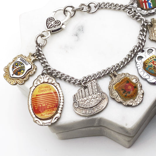 Alberta Charm Bracelet, Canadian Jewelry, Provincial Bracelet, Reclaimed Collector's Spoon Bracelet, Vintage Souvenir Spoon Jewelry Bracelets callistafaye   