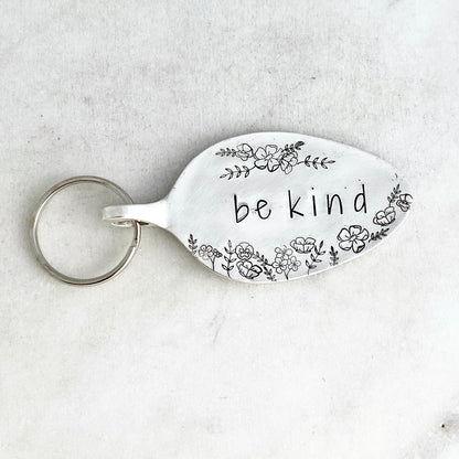 Be Kind, Hand Stamped Vintage Spoon Keychain Keychains callistafaye   