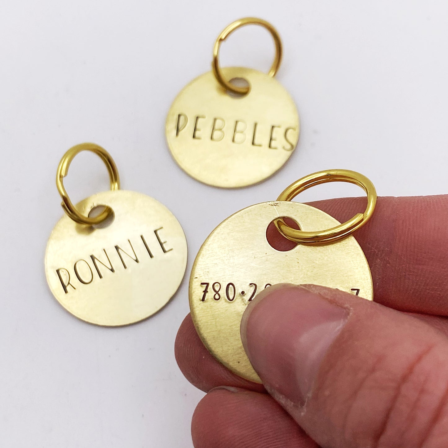 Custom Dog Tag, Personalized Cat ID, Hand Stamped Brass Pet Name Tag Keychain Keychains callistafaye