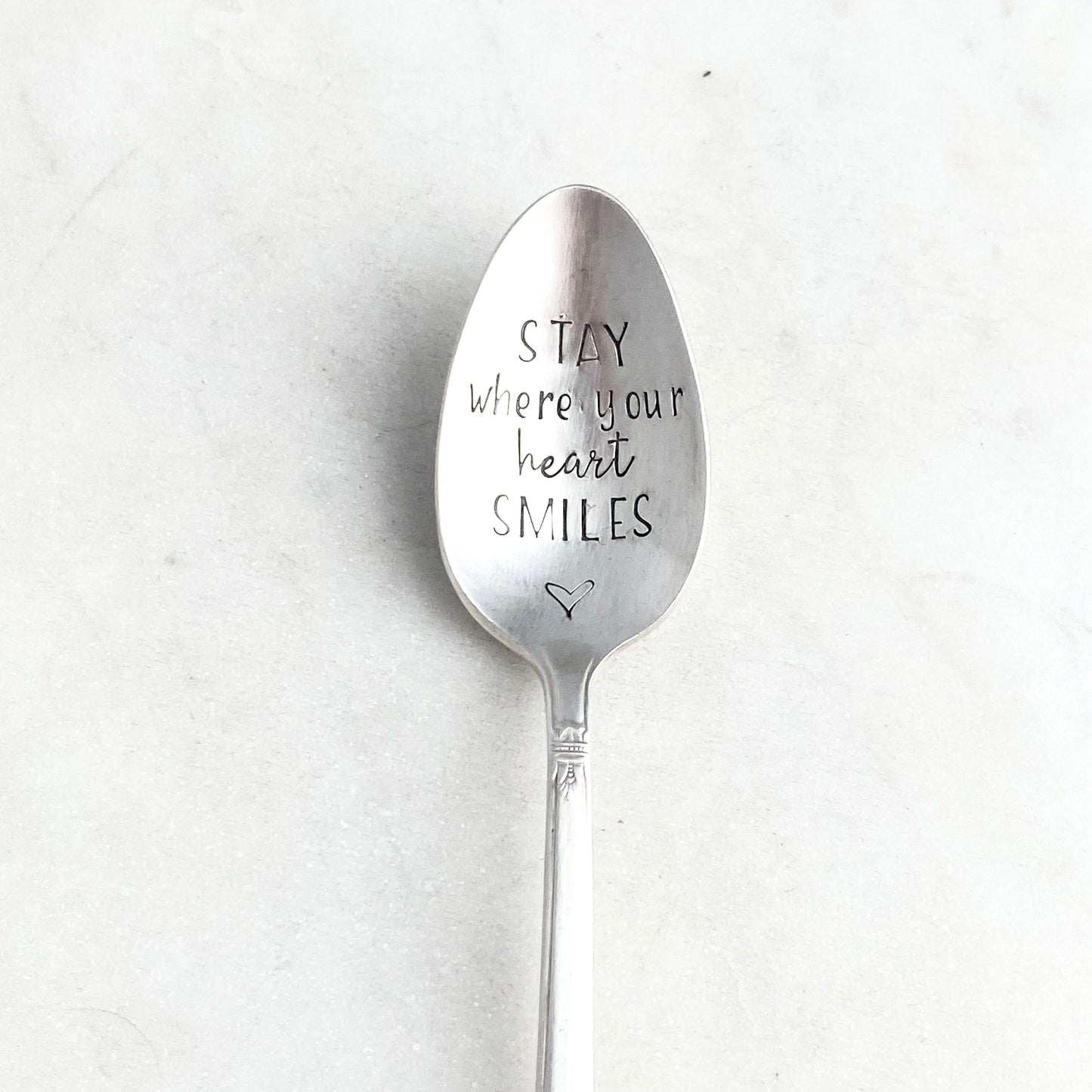 Stay Where Your Heart Smiles, Hand Stamped Vintage Spoon Spoons callistafaye   