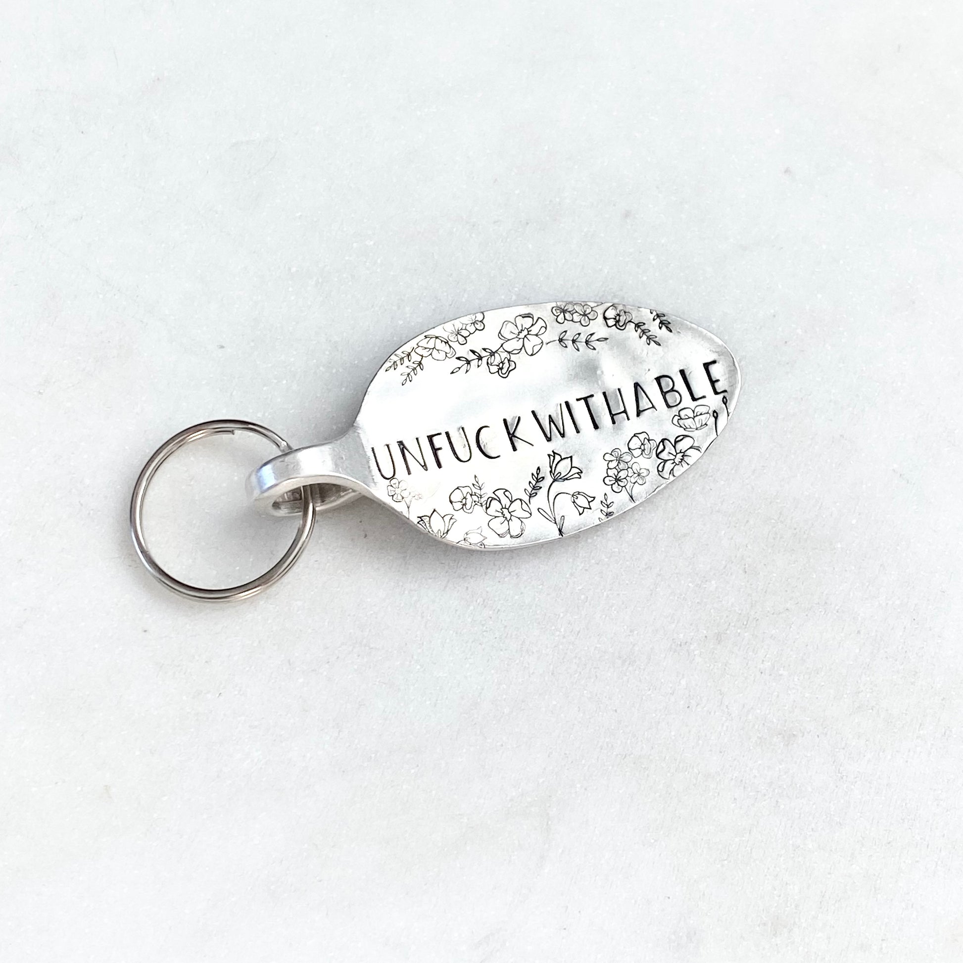 Unfuckwithable, Hand Stamped Vintage Spoon Keychain Keychains callistafaye   