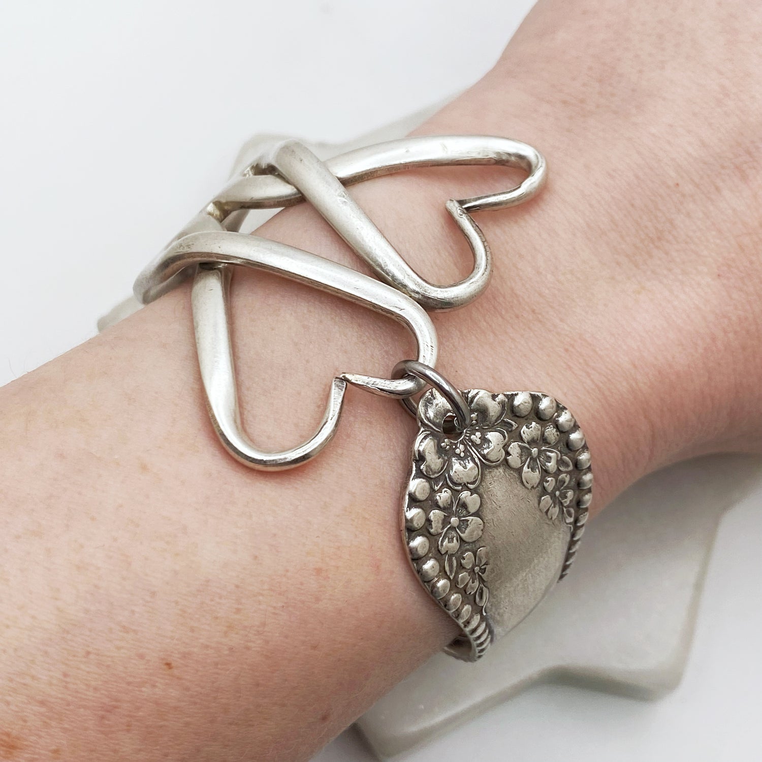 Mayflower 1896, RARE Antique Full Curly Fork Bracelet, Antique Spoon Handle, Vintage Spoon Bracelet Bracelets callistafaye