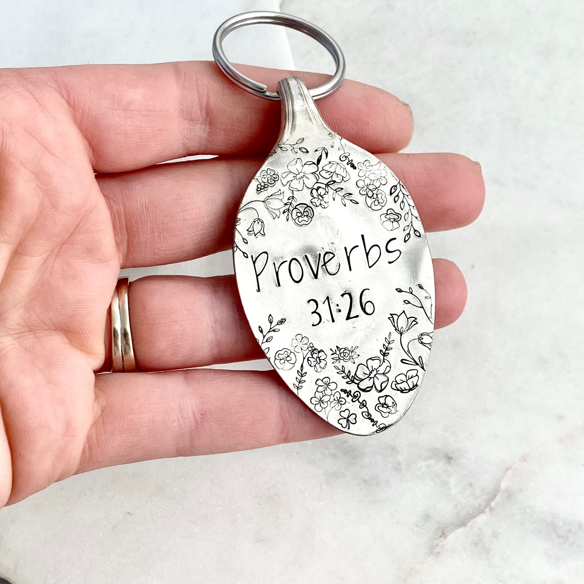 CUSTOM Hand Stamped Vintage Spoon Keychain Keychains callistafaye