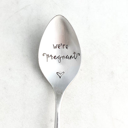 We’re Pregnant, Hand Stamped Vintage Spoon Spoons callistafaye   