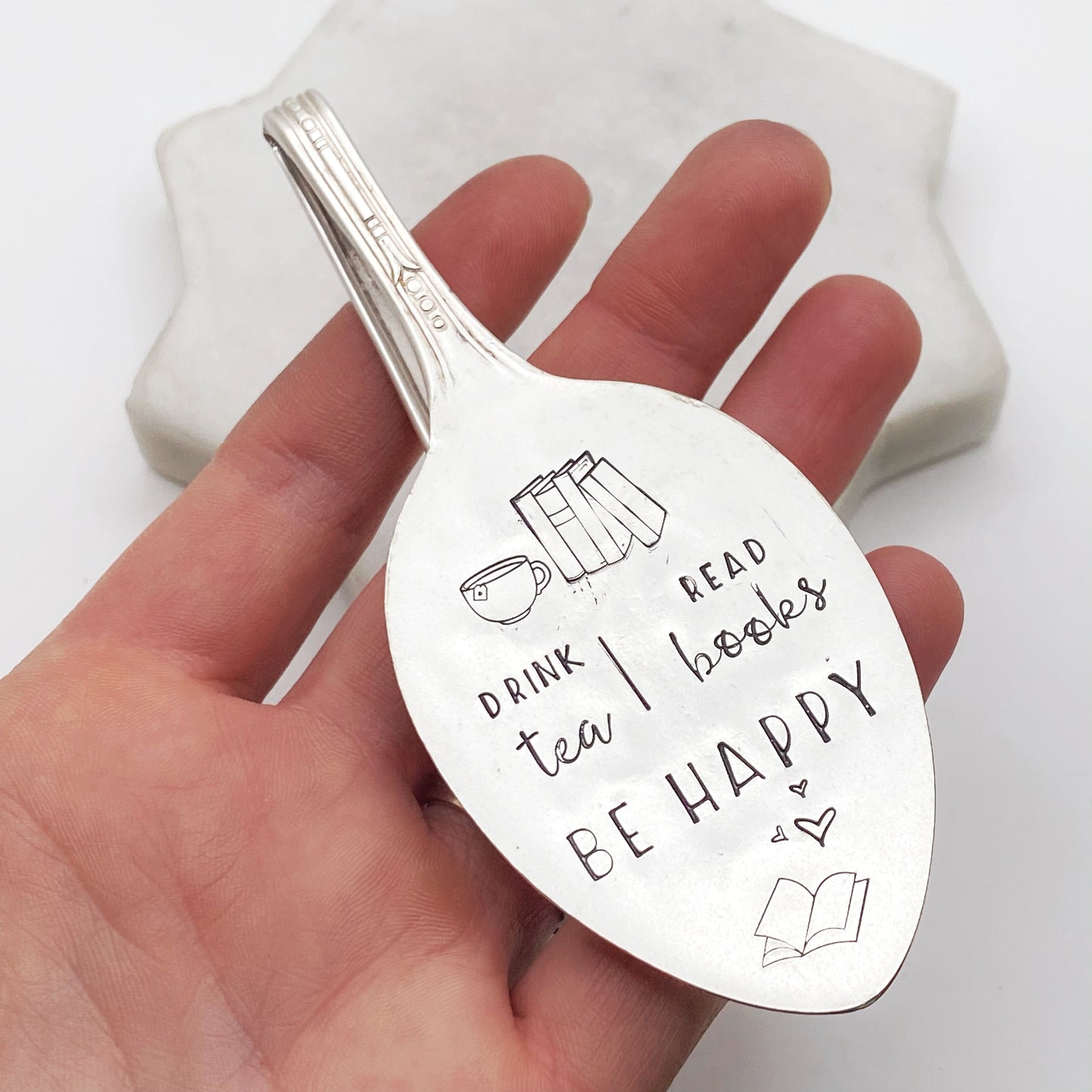 Drink Tea, Read Books, Be Happy, Vintage Spoon Bookmark Bookmarks callistafaye