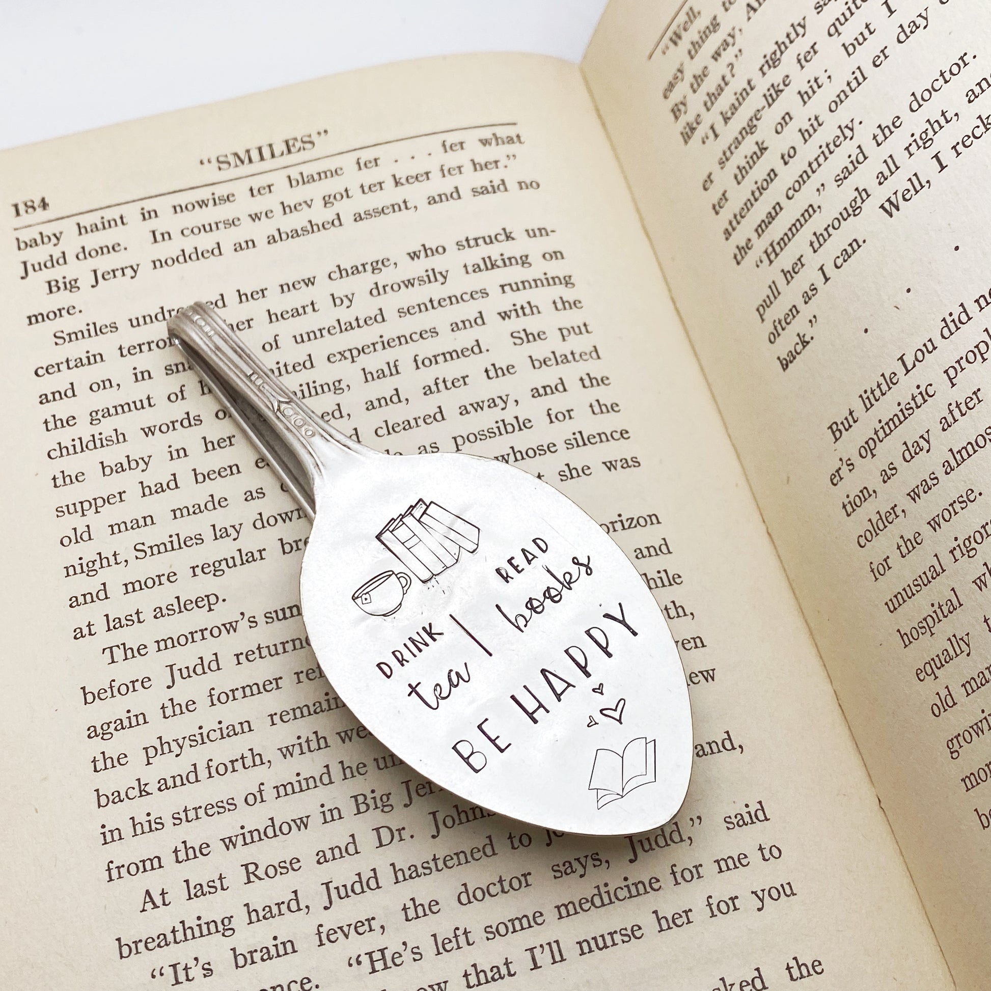 Drink Tea, Read Books, Be Happy, Vintage Spoon Bookmark Bookmarks callistafaye