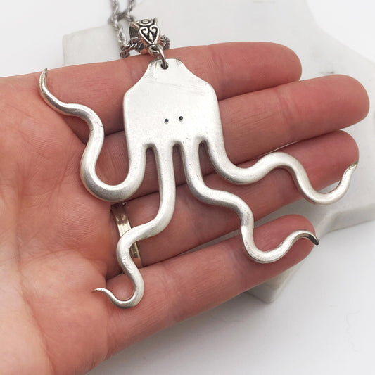 Forktopus Necklace, Octopus Fork Pendant, Vintage Silverware Jewelry Necklaces callistafaye   