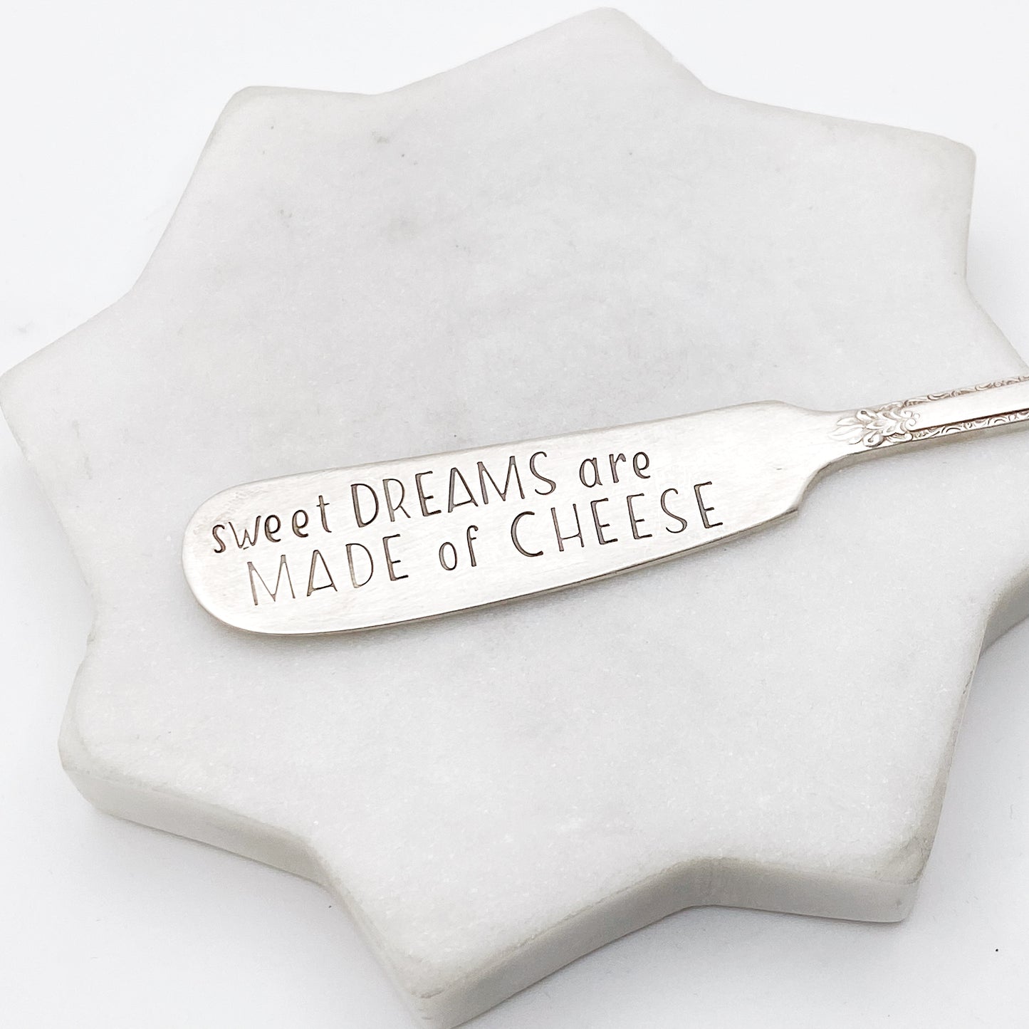 Sweet Dreams are Made of Cheese, Hand Stamped Vintage Spreader Spreaders callistafaye   