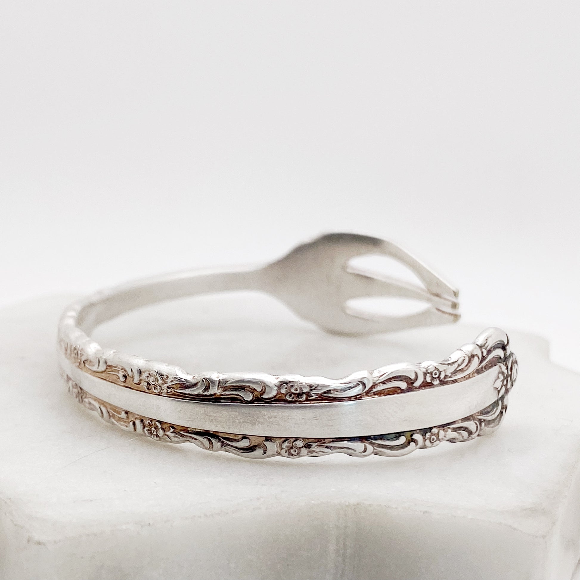 Bellfontaine 1973, RARE Cocktail Fork Cuff Bracelet, Hand Stamped Vintage Seafood Fork Bracelets callistafaye