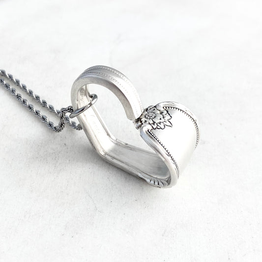 Remembrance 1948, Floating Heart, Vintage Spoon Jewelry, 75th Birthday