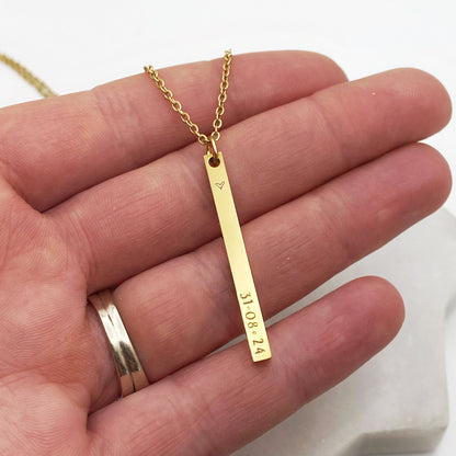 Custom Vertical Bar Necklace, Personalized Necklaces sst callistafaye Gold 1